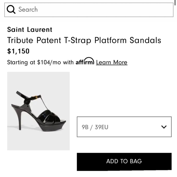 Saint Laurent Tribute Patent T-Strap Platform Sandals - Picture 5 of 10
